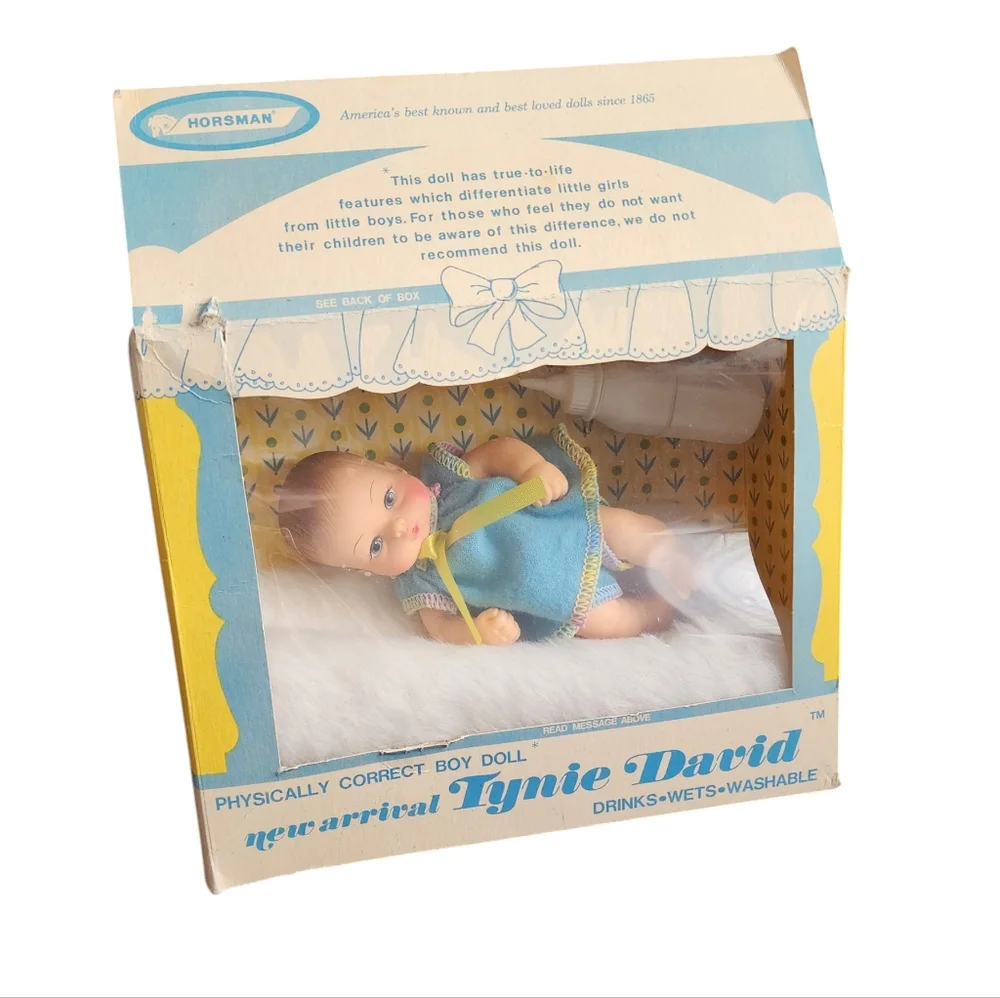 VINTAGE‎ 70's Horsman TYNIE DAVID Doll Anatomically Correct Boy BABY DOLL NIB